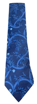 Corbata Versace Para Hombres Azul Periwinkle Seda Medusa Llave Griega Paisley Floral Jacquard Foto 1 de 4