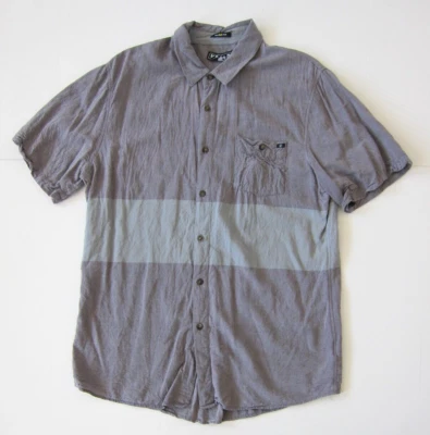 Volcom Rayon Cotton Grey Blue Short Sleeve Button Down Slim Fit Shirt Men XL - Image 1 of 4