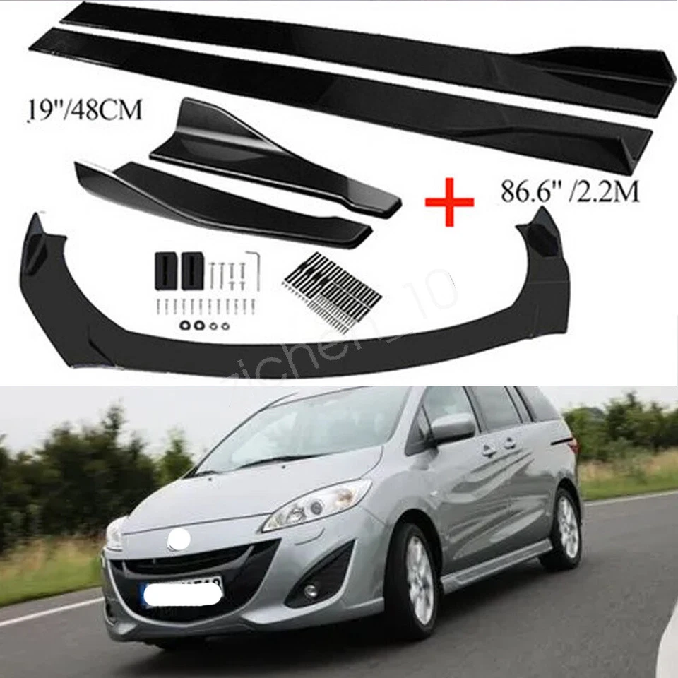 For Mazda 2 3 5 Front Rear Bumper Lip Spoiler Splitter Body Kit Side Skirt Foto 1 de 4