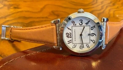 Women's BCBGMAXAZRIA Watch, Silver Tone with Tan Leather Band, BG6036 - image 1 of 2