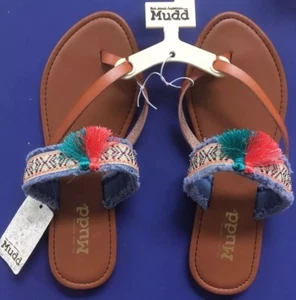SANDALIA CHANCLAS MUDD CRISS FESTIVAL CON BORLA TAMAÑO PEQUEÑO (5-6) ¡NUEVA CON ETIQUETAS! - Imagen 1 de 9