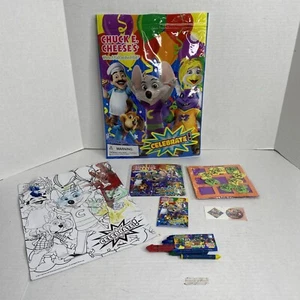 Chuck E Cheese Puzzle Checkers Game Tatoo Note Pad Color Crayons Lot - Picture 1 of 7