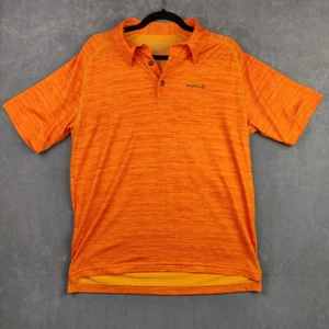 Merrell Polo Shirt Orange Striped Opti-Wick UPF 20 Mens Medium Outdoor Hiking - Picture 1 of 7