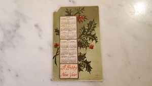 Antigua postal calendario de feliz año nuevo de 1910 - Imagen 1 de 4