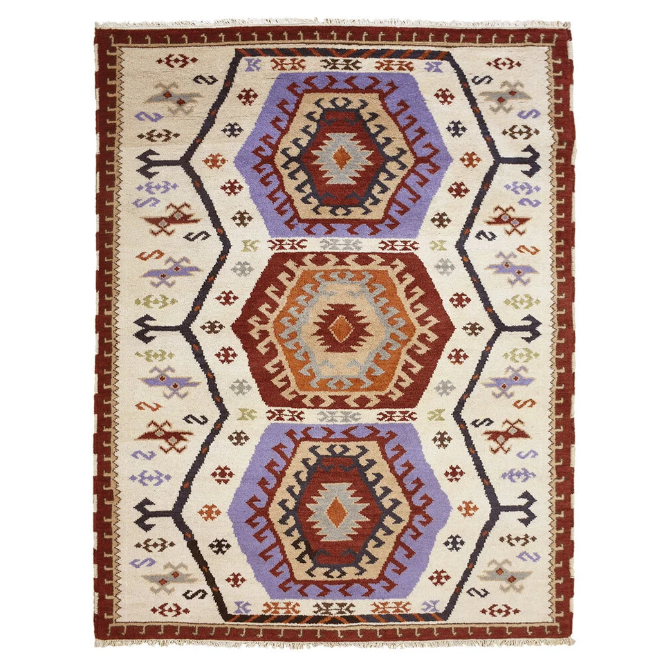 Alfombra afgana anudada a mano de lana y seda oriental multicolor BBH Home BBAF0105 Foto 1 de 1