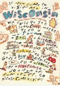 Tarjeta postal continental cómic recuerdo si viniste a visitarme a Wisconsin - Imagen 1 de 2