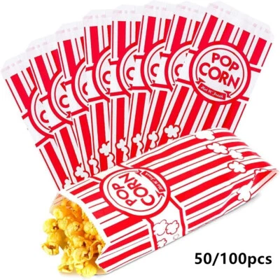 Bolsas de papel para palomitas de maíz 50/100 piezas suministros para fiestas de cumpleaños de películas de noche Foto 1 de 4