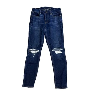 American Eagle Women's Size 0 Darkwash Distressed Tomgirl Blue Denim Jeans - Picture 1 of 5