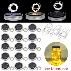 12xMason 20LED Jar Lid Lights Solar Powered Fairy Star String Garden Decor Lamp - Picture 1 of 31