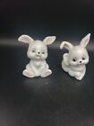 Vtg. Porcelain White Bunny Rabbits Playful Easter Marked Retired 2 Set Homco