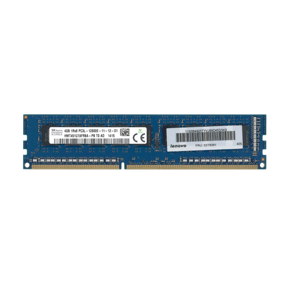 Server RAM Lenovo 03T8261 HMT451U7AFR8A-PB 4GB DDR3 1600MHz Unbuffered ECC - Image 1 of 1
