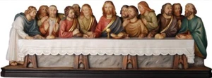 SCULTURA ULTIMA CENA DA APPOGGIO CM 20 IN LEGNO DELLA VALGARDENA DECORATA A MANO - Imagen 1 de 1