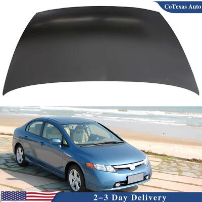 Primed Front Hood Panel For 2006-2011 Honda Civic 4 Door Sedan Steel HO1230148 - Imagem 1 de 4