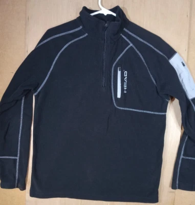 ГОЛОВА мужской флисовый пуловер молнии S маленький черный серый молнии рукав острый читать R148 - Изображение 1 из 4