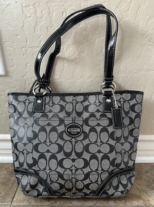 Coach Peyton Black /Gray Tote Carryall Shoulder Bag - Picture 1 of 7
