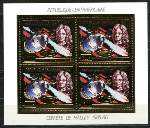 Center African 1986 Comet Halley Space Gold Foil Gold Michel 1247 A Value 60 E Cover