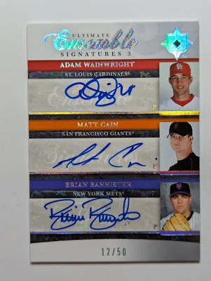 Adam Wainwright Matt Cain Bannister /50 RC Ensemble TRIPLE AUTO 2006 UD Ultimate - Image 1 of 2