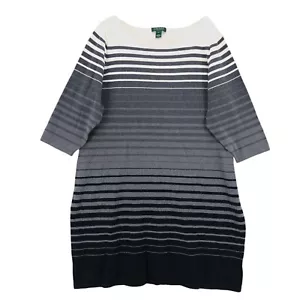 LRL Ralph Lauren Dress Ombre Stripe Cotton Blend Knit Boat Neck Size 2X - Picture 1 of 9