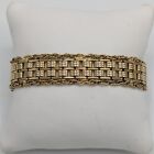 Goldette 1/2" Wide Panther Link & Rope Chain Bracelet Safety Chain Gold Tone 7"