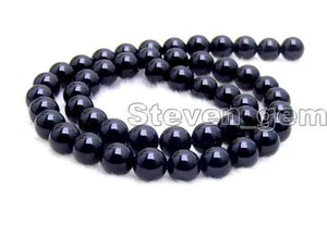 Round 8mm Black Agate Gemstone Beads for Jewelry Making DIY Strand 15" los232 - Picture 1 of 10