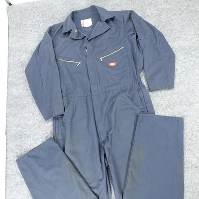Dickies Coveralls Mens Medium Short Navy Blue Twill Workwear Zip Front Pockets - Image 1 of 4