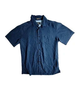 Quiksilver Waterman Shirt Mens Small Blue Short Sleeve Button Up Front Pocket - Picture 1 of 7