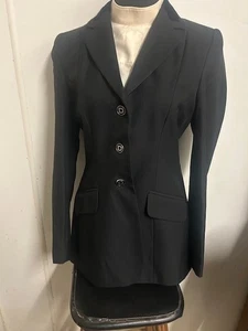 ABRIGO DE DOMA *Damas 8 *Negro en muy buena condición Dublín cuello de terciopelo con muescas - Imagen 1 de 5