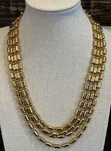 Vintage fabelhafte vier Strang goldfarbene Halskette 20" verstellbar - Bild 1 von 5