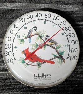 Vintage Original LL Bean Jumbo Dial Tru Temp Thermometer Birds 12 In - Picture 1 of 4