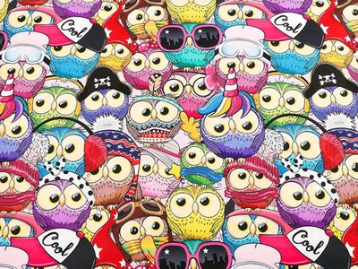 Softshell Digital Softshell mit Kunstlammfell Eulen 0,5m - Bild 1 von 4