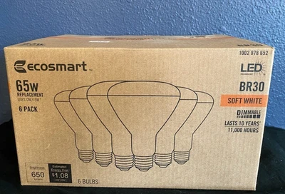Ecosmart 65W BR30 Dimmable LED Bulb Soft White (6-Pack) - Image 1 of 3