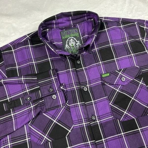 Dixxon Flannel The Regan Exorcist Long Sleeve Button Shirt Size 2XL Purple Black - Picture 1 of 14