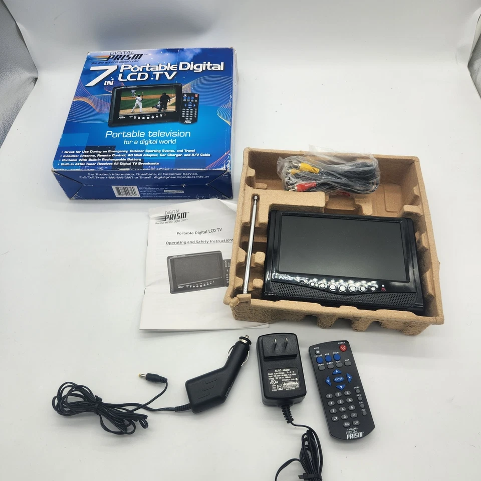 Digital Prism ATSC-710 Portable 7” Handheld LCD TV w/ Remote Gaming TV Open Box - Image 1 of 4