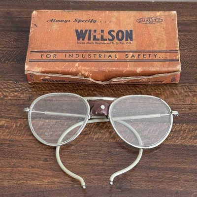 Gafas de seguridad con lentes de vidrio Willson de colección Steampunk motocicleta aviación soldadura Foto 1 de 4
