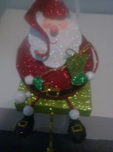 Pier 1 Glitzer Weihnachtsmann Weihnachten Strumpfhalter RAR - Bild 1 von 7