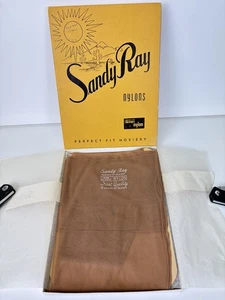 Vintage Sandy Ray Full Fashioned Seamed Nylon Stockings Brown 9 1/2 NEW 1 Pair - Picture 1 of 9