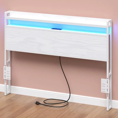 Headboard for Full Size Bed Frame with 2 Tier Storage, with Outlets, USB and ... - Image 1 of 4