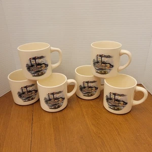 6 Vintage Steamboat Coffee Mugs, USA - Picture 1 of 3