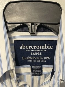 Abercrombie Teens Button Down Long Sleeve Shirt Blue Size L Cotton See Pic 15” - Picture 1 of 4