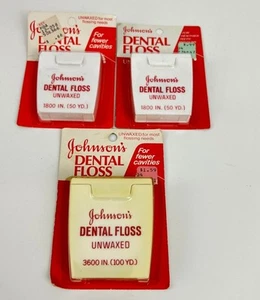 Johnson & Johnson Dental Floss Unflavored Unwaxed 3 Sealed Packs 200 Yards - Picture 1 of 4