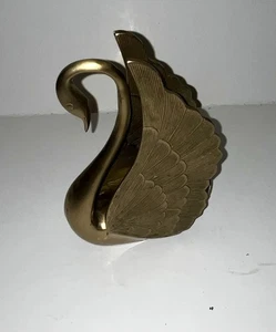 Vintage Heavy Brass Swan Figurine Decorative Sculpture - Wildwood Accents #92581 - Picture 1 of 6