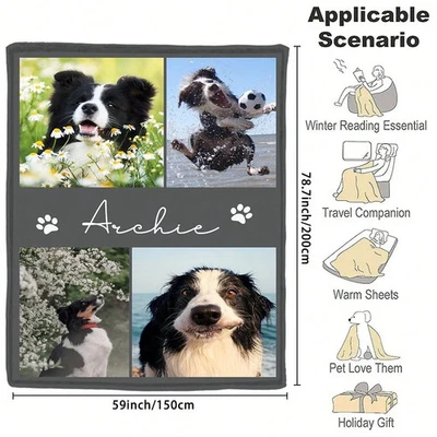 personalisierte Flanelldecke Haustierbaby Camping Reise individuell weich - Bild 1 von 4