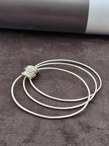 Thick Heavy Silver Bangle, 925 Sterling Silver Bangle, , Chunky Silver Bracelet, - Picture 1 of 2