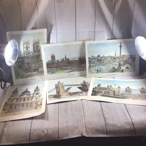 London England Landmark Art Prints Vintage 1970s Bernard Smith Color Prints Set  - Picture 1 of 24