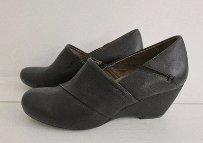 Naturalizer Soul About Time Wedge Loafer Women Sz 6.5 Black Faux Leather Shoe - Image 1 of 4