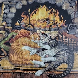 All Burned Out Needlepoint Kit Dimensions Wysocki Cats Orange Brown Tabby 20007 - Picture 1 of 7