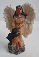 Native American woman Angel with black bear cub 5 inch decorative figurine