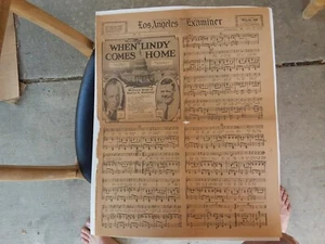 Antique 1927 "Los Angeles Examiner" Newspaper Charles Lindbergh Aviation Pilot - Picture 1 of 4