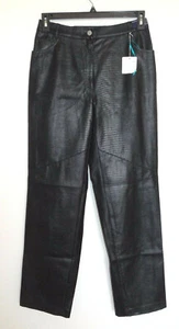 Raphaela Brax Faux Leather Pants Womens US Sz 27W x 32L (EU 40) Black Alligator - Picture 1 of 11