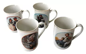 COMPLETE SET 4 VINTAGE 1980s NORMAN ROCKWELL MUGS IMM JAPAN FINE PORCELAIN - Picture 1 of 4